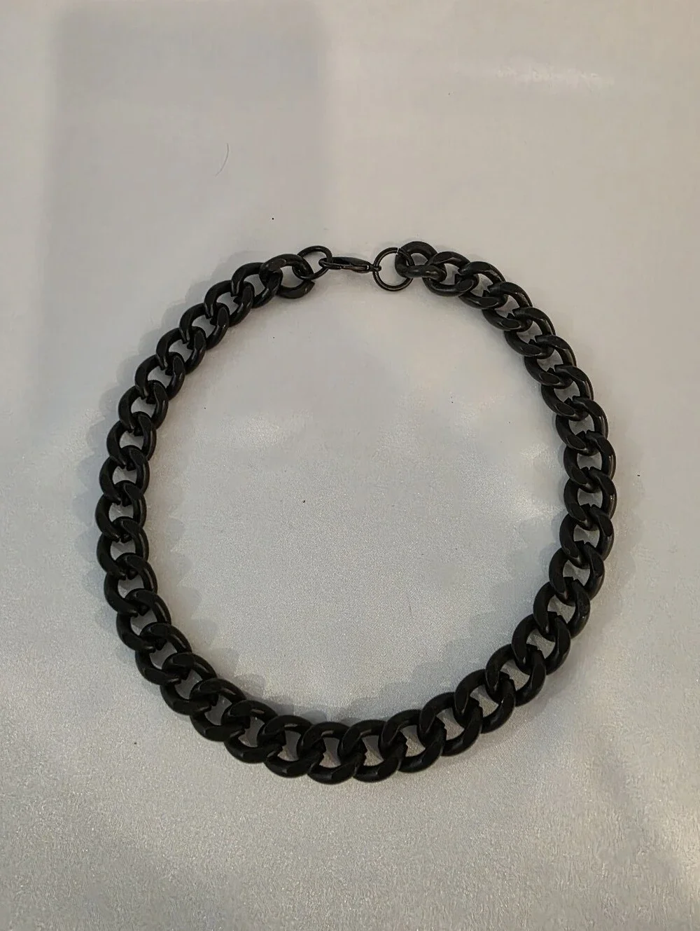 Black stainless steel, 1cm Thick Heavy & chunky chain necklace, Unique, 17